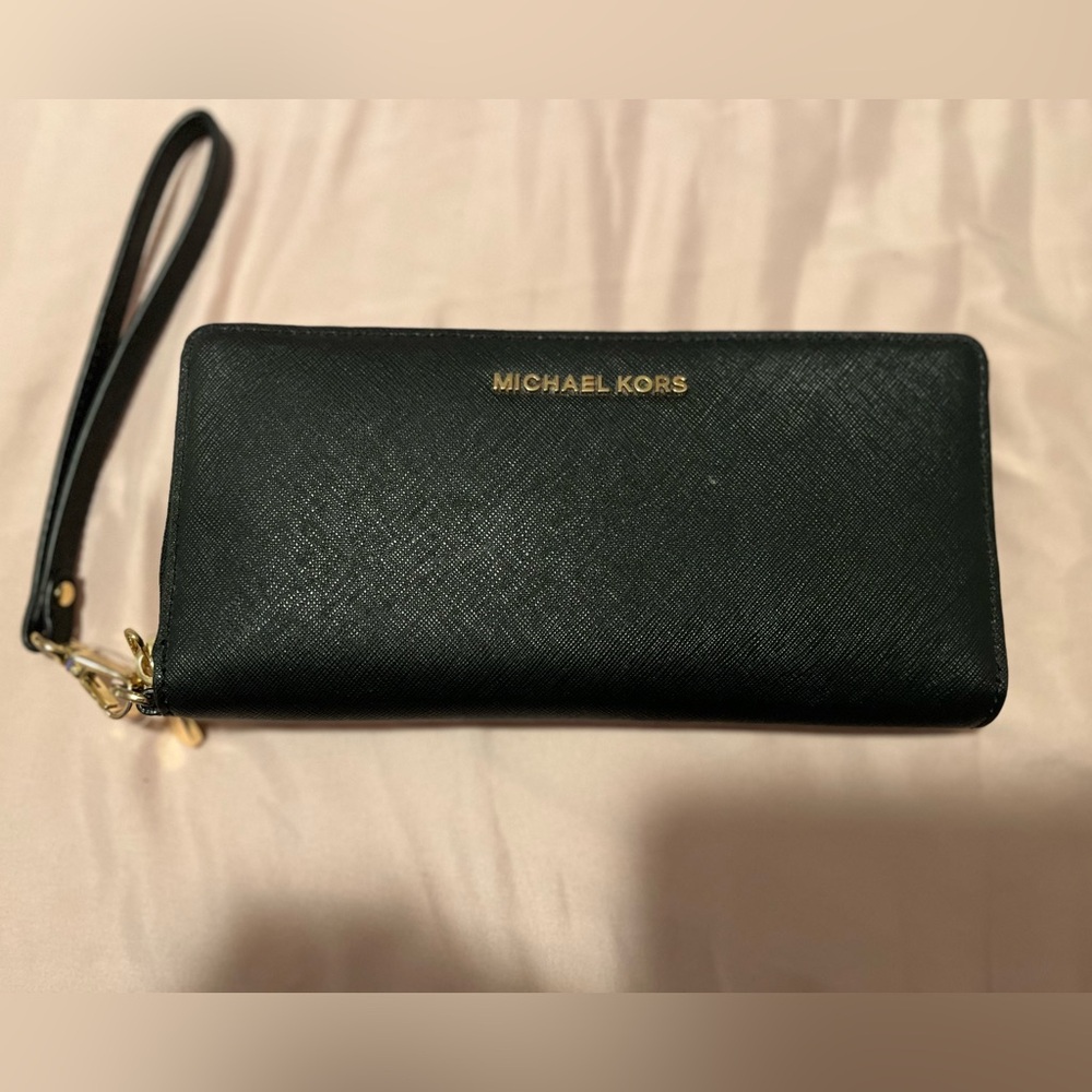 Michael Kors Wristlet Black Zip-Around Wallet